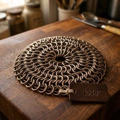 The chainmail scrubber from the kit